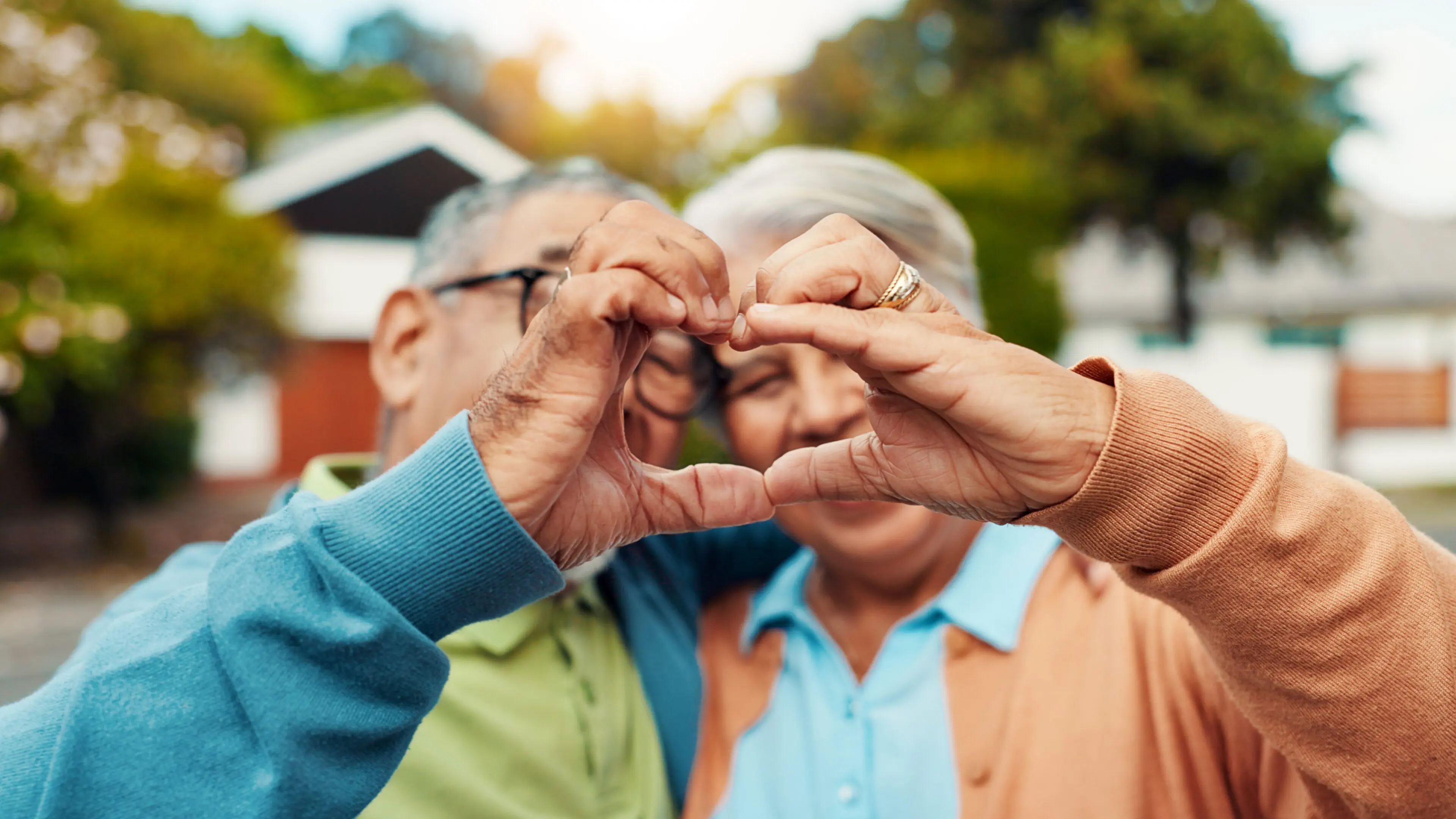 Heart,,Hands,And,Senior,Couple,Outdoor,With,Connection,,Love,And
